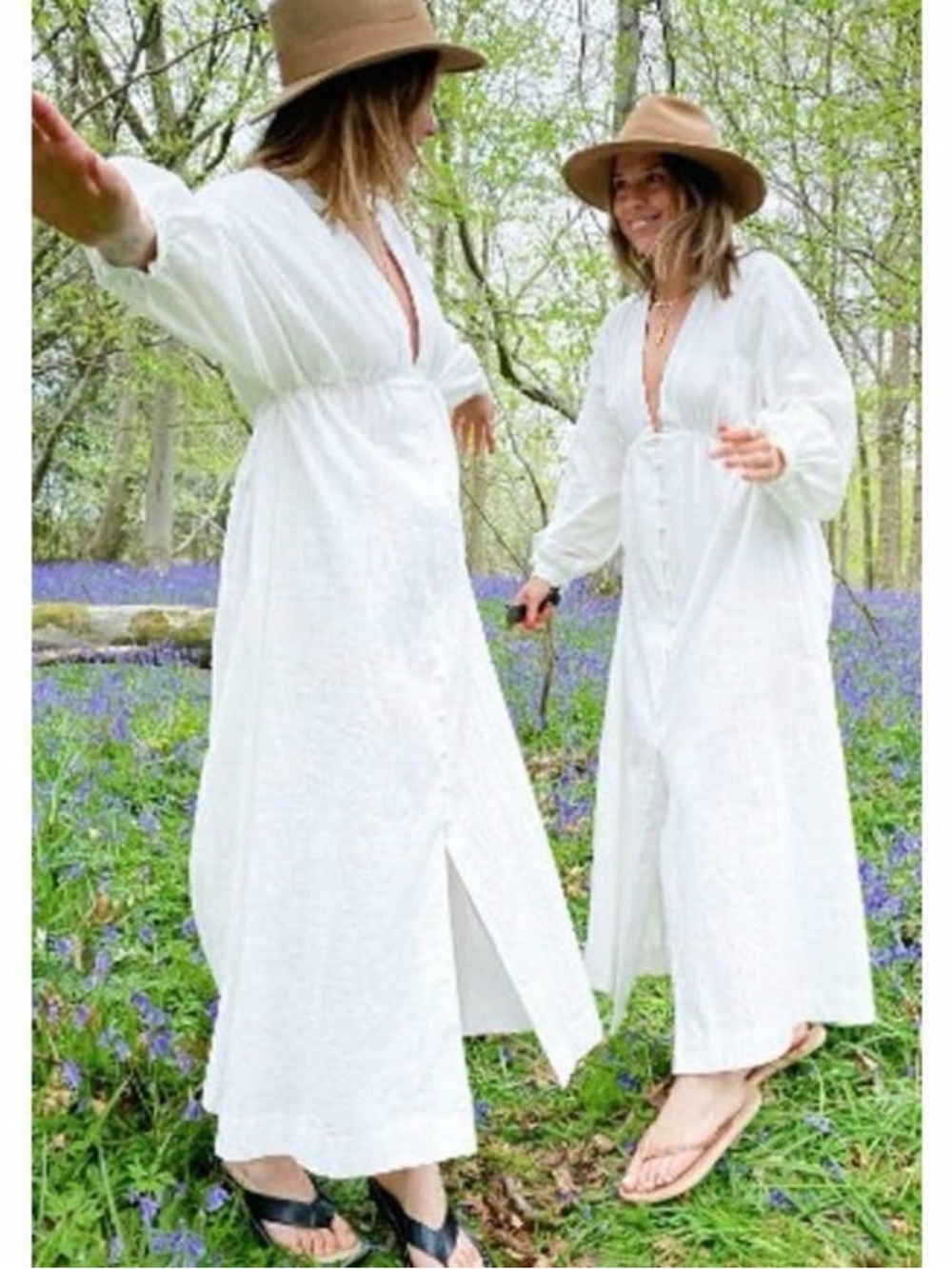 Labelrail x Collyer Twins White Plunge Front Maxi Dress Women's Size Small